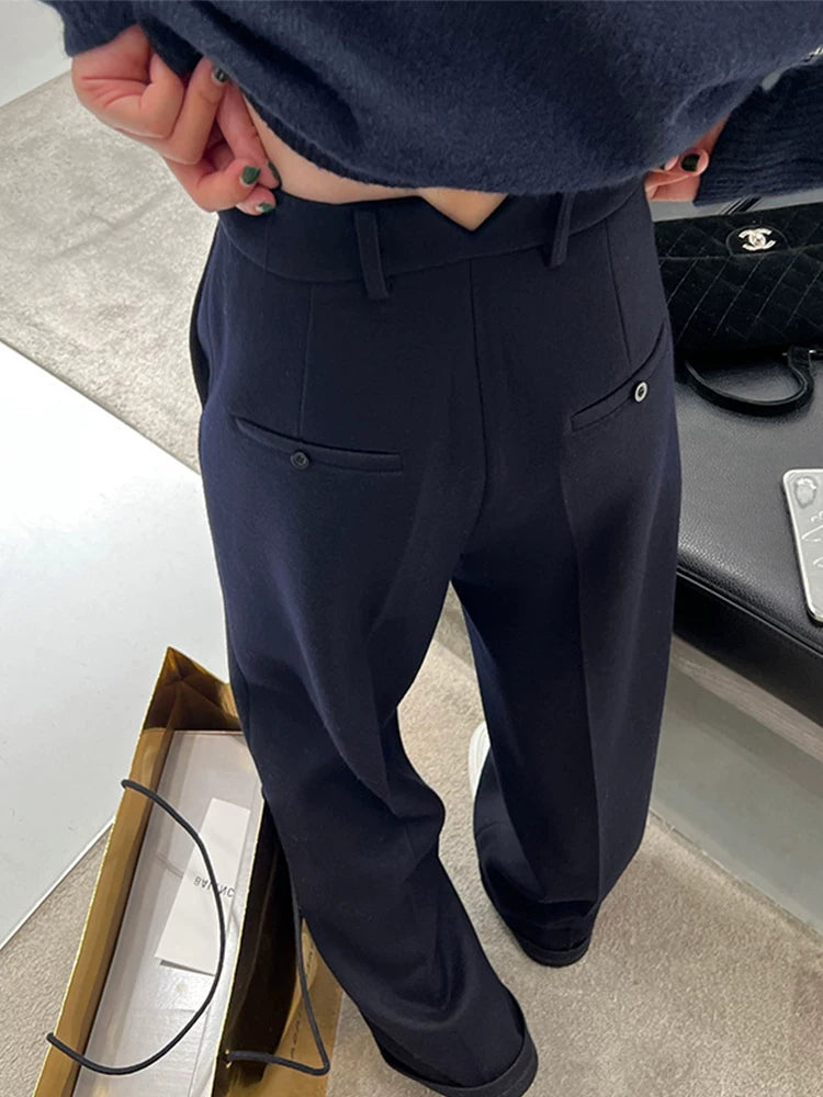 Black Tailored Wide-Leg Trousers | High-Waisted Straight Leg Pants