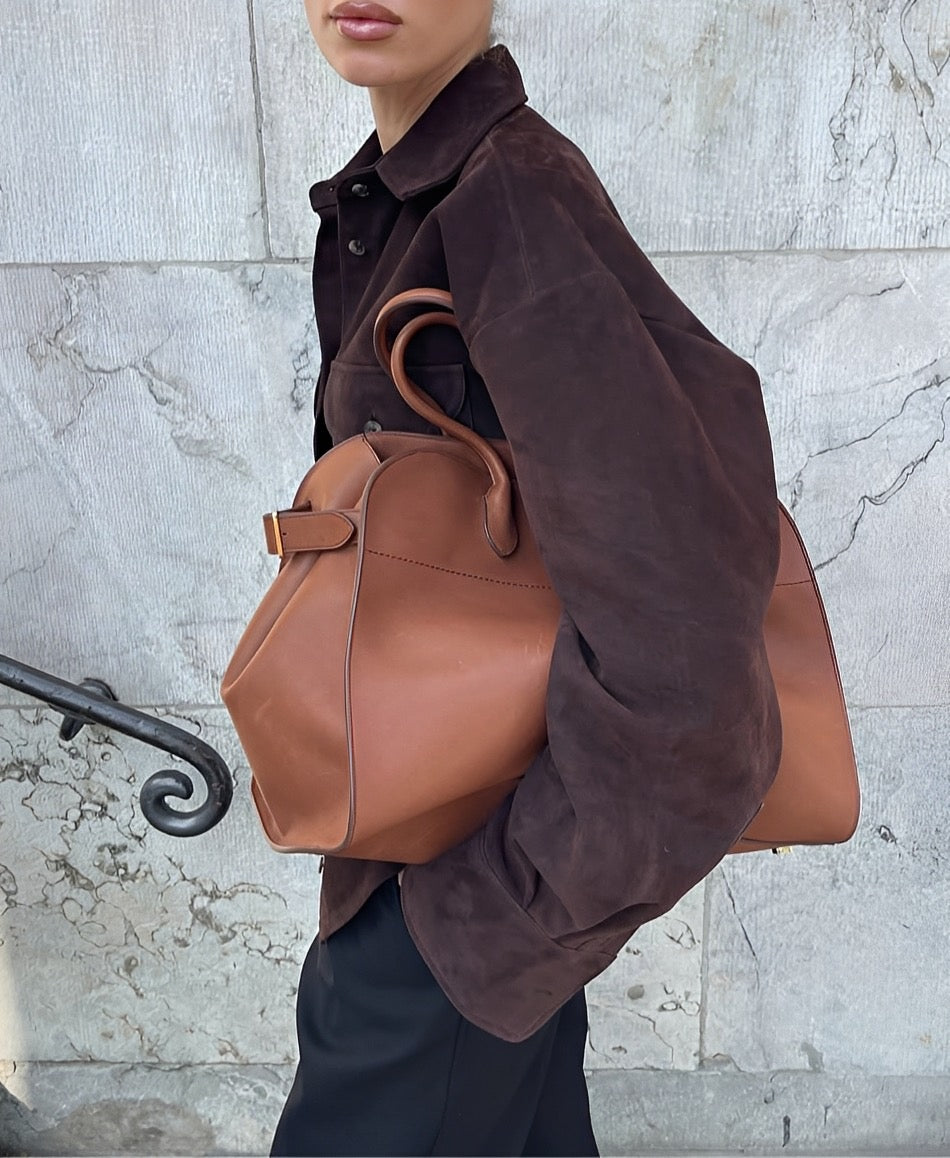 Brown Suede Overshirt Jacket – Luxe Button-Down Shacket for Effortless Layering