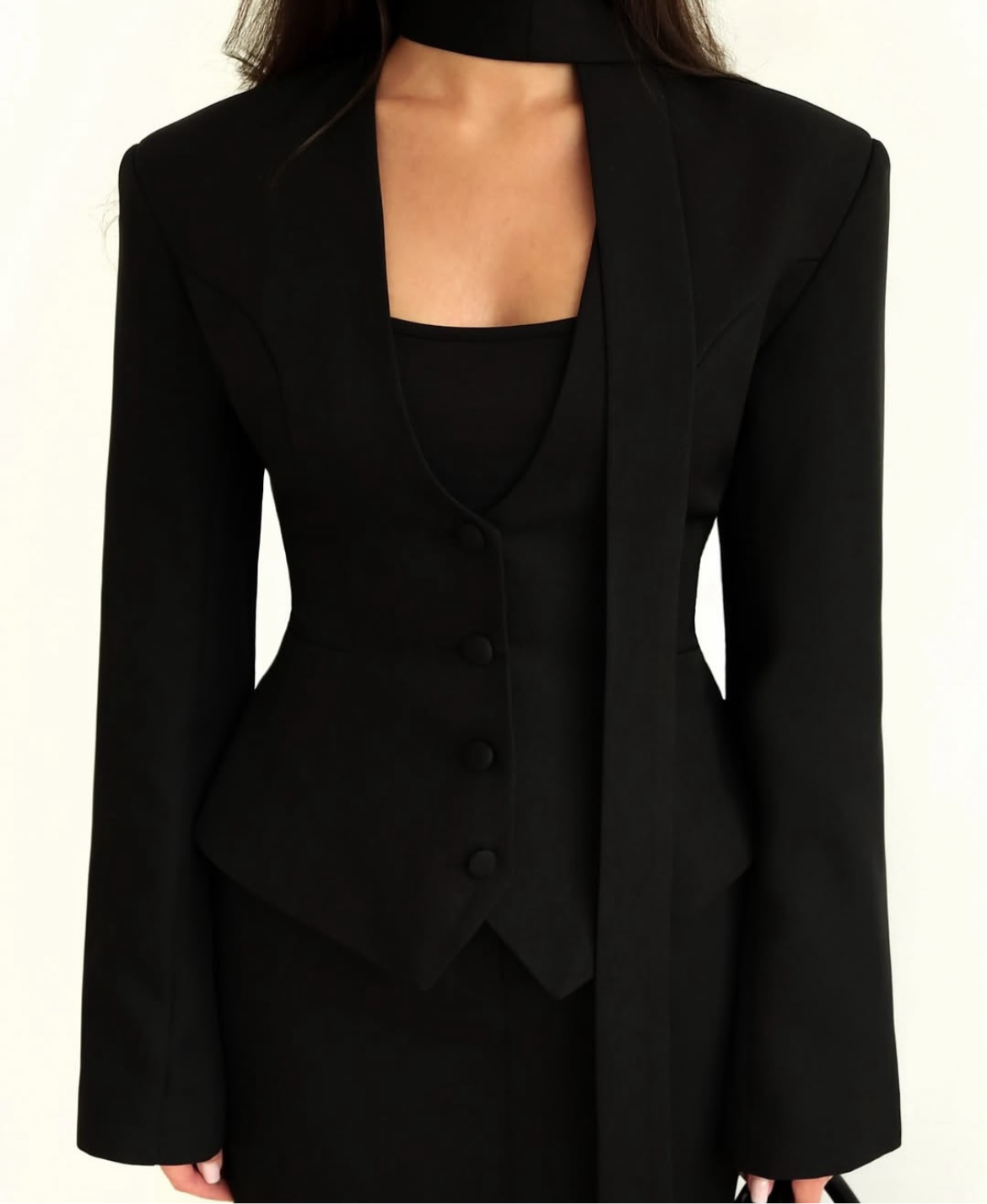 Lady in Black Blazer Top