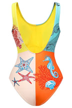 Ocean Bloom One-Piece Swimsuit & Starfish Maxi Skirt Set – Vibrant Coastal Resortwear by Peach Motel