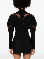 Black Cutout Long-Sleeve Structured Top – Peach Motel