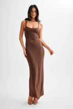 Chocolate Brown Ribbed Knit Maxi Dress – Peach Motel Clothing