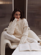 Cozy Cable Knit Sweater – Winter White Chunky Knit Pullover | Peach Motel