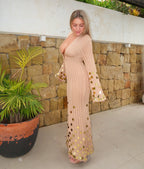 Ibiza Nights Dress - Gold Sequin Knit Maxi Dress