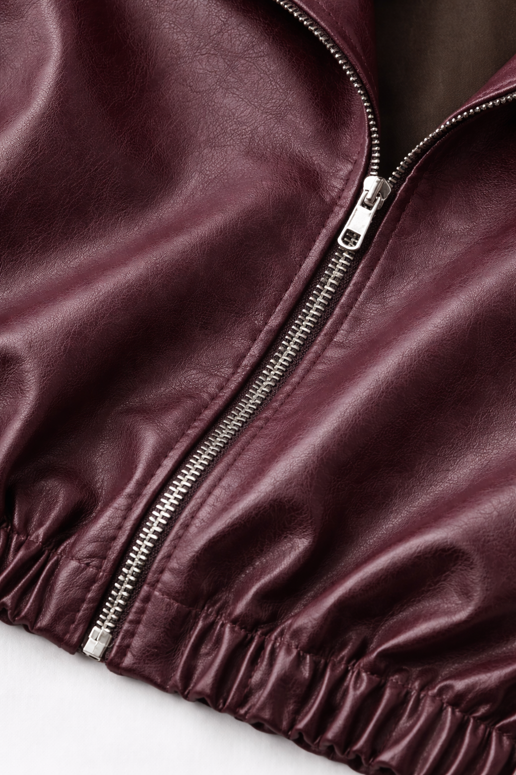 Burgundy Faux Leather Jacket | Cropped Structured Women’s Moto Coat