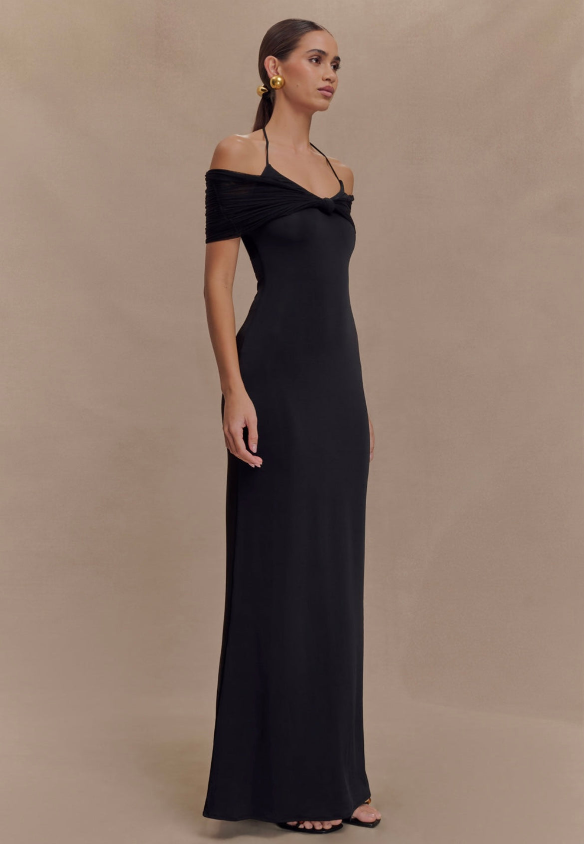 Black Off-Shoulder Maxi Gown