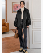 Oversized Faux Leather Bomber Jacket – Black Streetwear Layer
