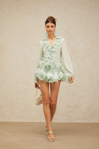 Mint Green Ruffle Blouse & Shorts Co-Ord Set – Peach Motel