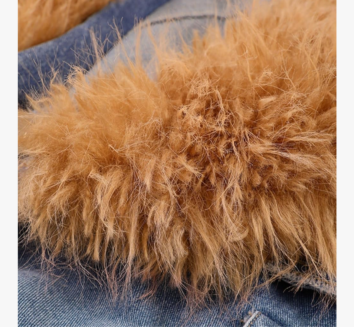 Women’s Long Denim Coat with Oversized Faux Fur Collar – Luxe 2025 Outerwear