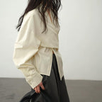 Cream Asymmetric Wrap Blouse – Peach Motel