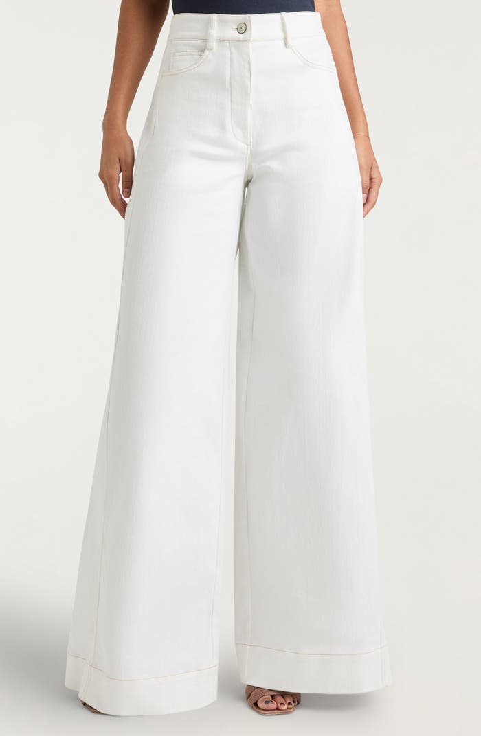 High-Waisted White Wide-Leg Jeans – Peach Motel Denim