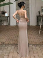 Sheer Elegance Maxi Dress – Nude