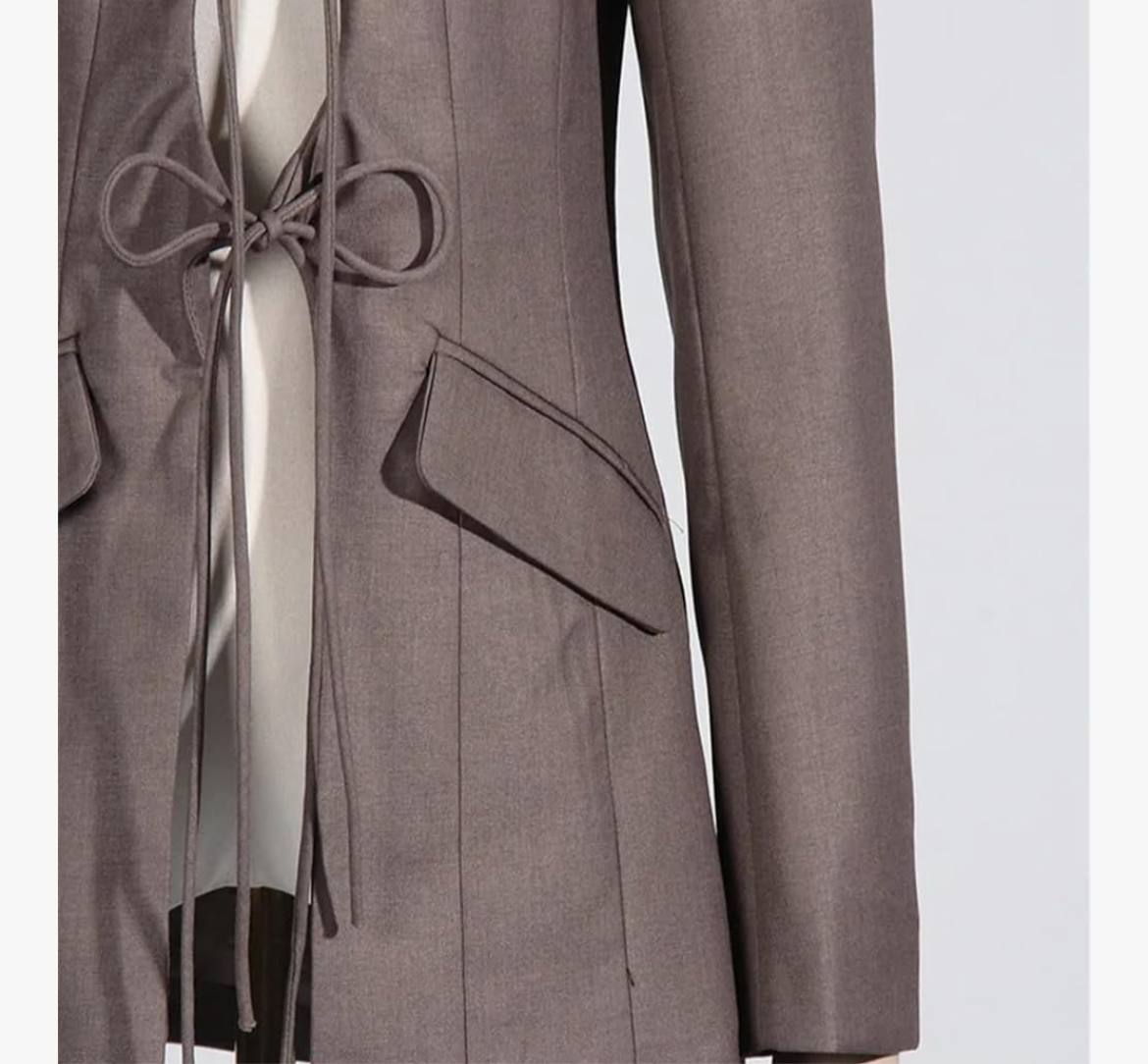 Women’s Gray Tie-Front Cropped Blazer with Cut-Out Detail – Modern 2025 Power Dressing