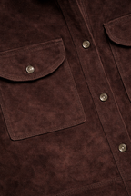 Brown Suede Overshirt Jacket – Luxe Button-Down Shacket for Effortless Layering
