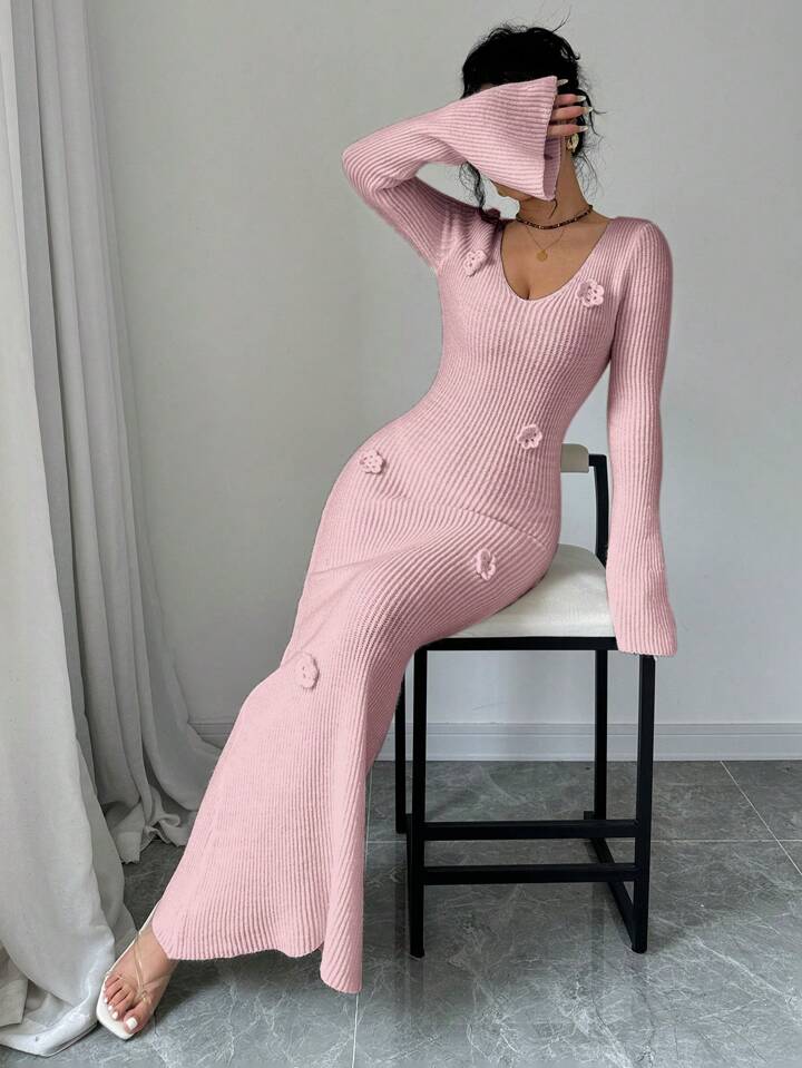 Blush Bloom Knit Maxi Dress