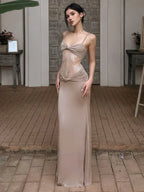Sheer Elegance Maxi Dress – Nude