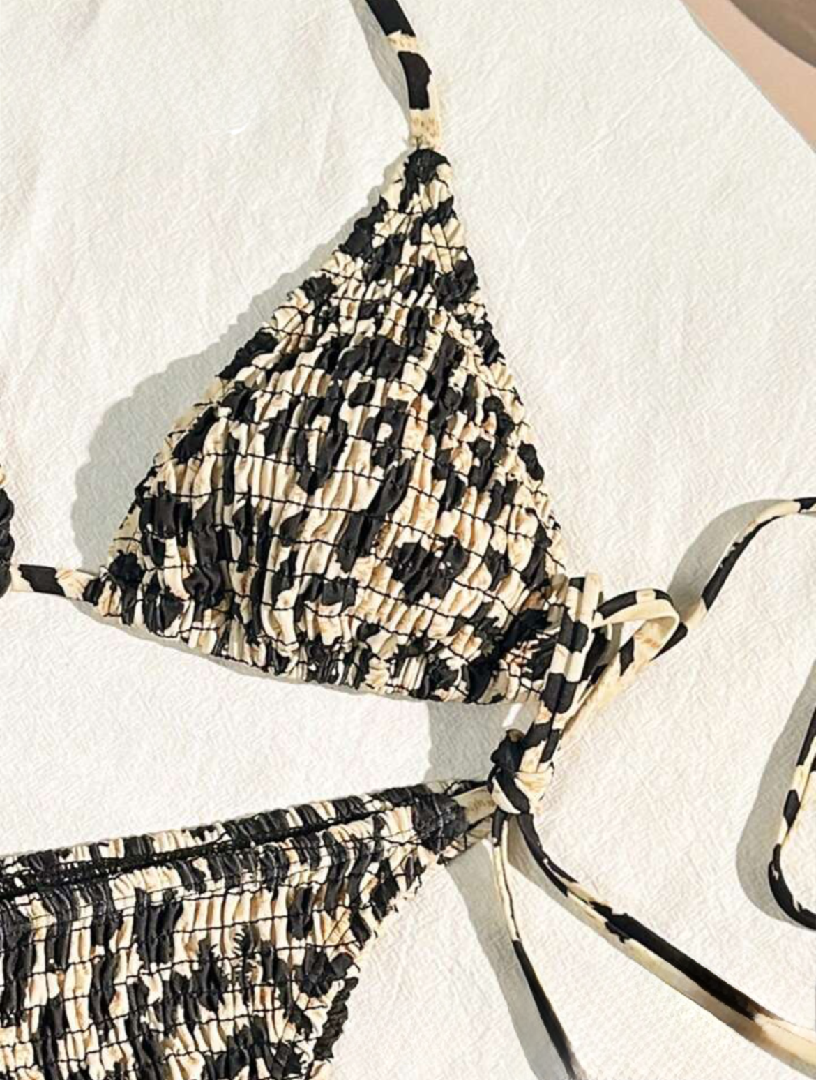 Wild Whisper Smocked Triangle Bikini Set | Peach Motel Swimwear