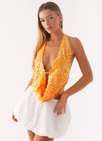 Sunset Disco Sequin Halter Top