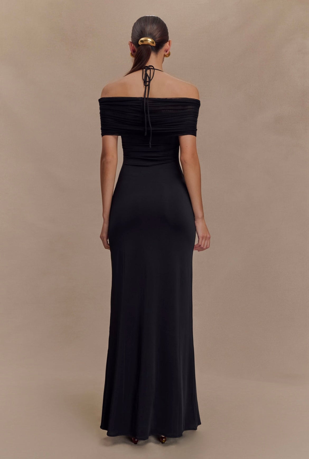Black Off-Shoulder Maxi Gown