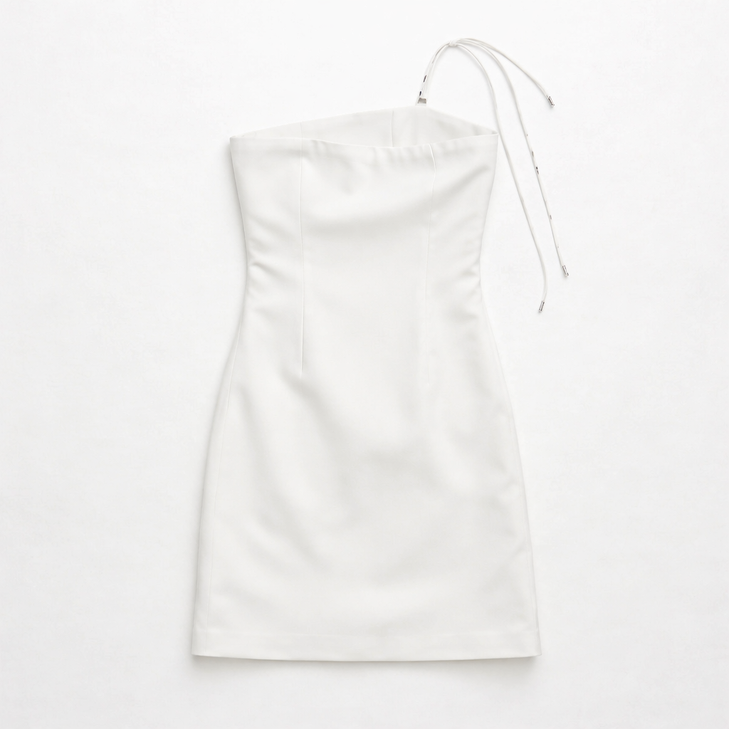 It Girl Mini Dress – White 3D Floral One-Shoulder Statement Dress