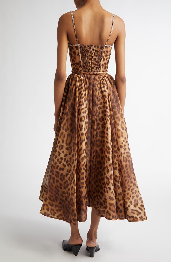 Fierce & Flawless Leopard Corset Midi Dress – Peach Motel