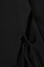 Asymmetrical Lace-Up Black Long Sleeve Top – Edgy Cutout Detail