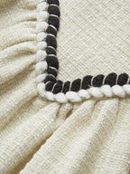 Vienna Mini Dress with Black Trim |Ivory Bouclé Fit & Flare Dress