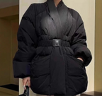 Black Belted Oversized Puffer Jacket – Peach Motel Outerwear