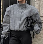 Structured Wool Stand Collar Jacket – Gray