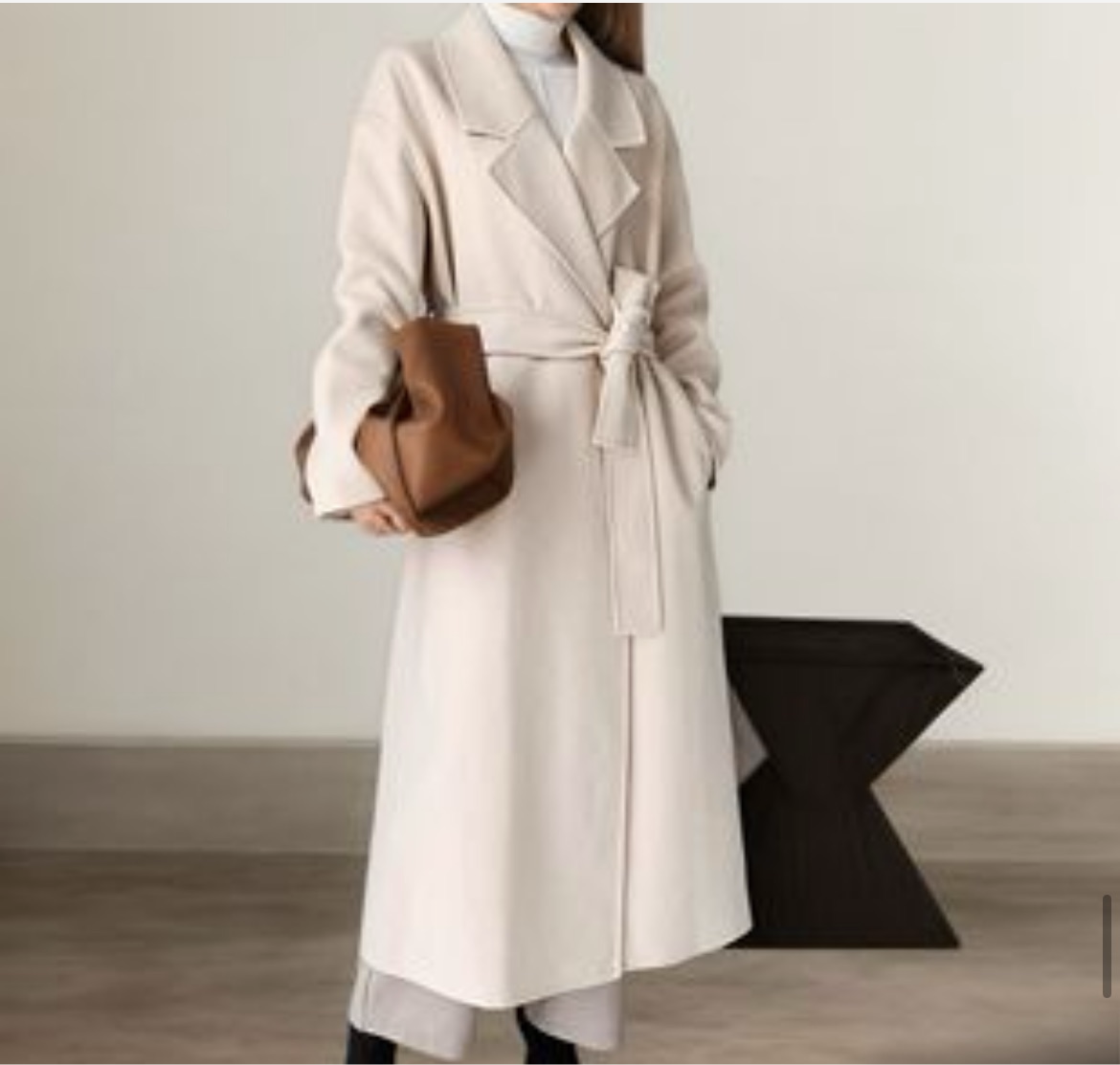 Cream Wool Blend Belted Wrap Coat – Peach Motel Outerwear
