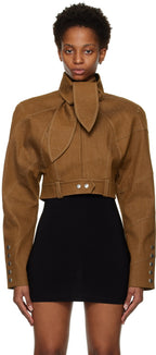 Best Women’s Cropped Brown High-Collar Jacket – Trendy 2025 Outerwear