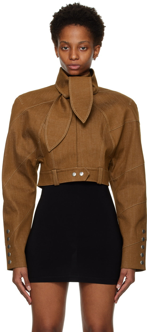 Best Women’s Cropped Brown High-Collar Jacket – Trendy 2025 Outerwear