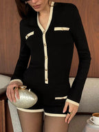 Chic Knit Button-Up Short Set – Available in Red, Ivory, and Black