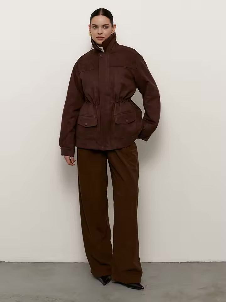 Chocolate Brown Wide Leg Trousers – High Waisted Tailored Pants