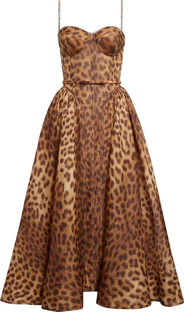 Fierce & Flawless Leopard Corset Midi Dress – Peach Motel