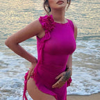 Hot Pink Asymmetrical Sheer Mesh Party Dress – Peach Motel