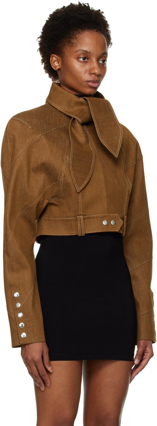 Best Women’s Cropped Brown High-Collar Jacket – Trendy 2025 Outerwear