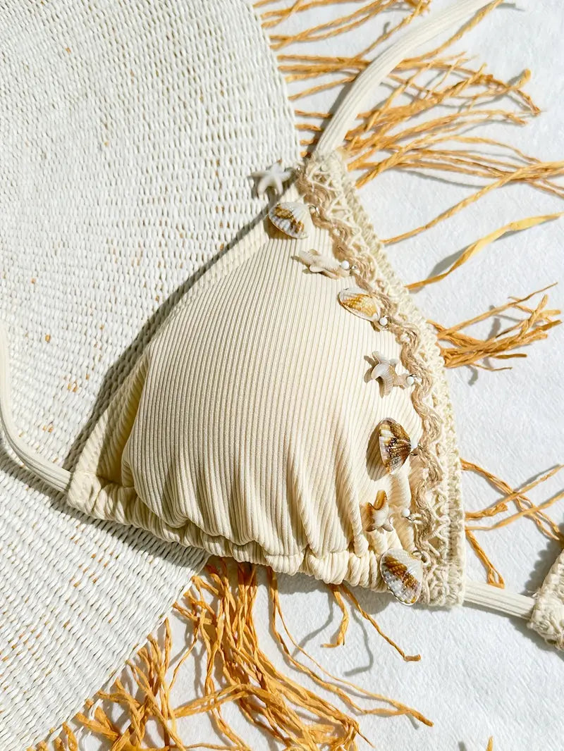 Seashell Dreams Tie-Side Bikini Set | Peach Motel Swimwear