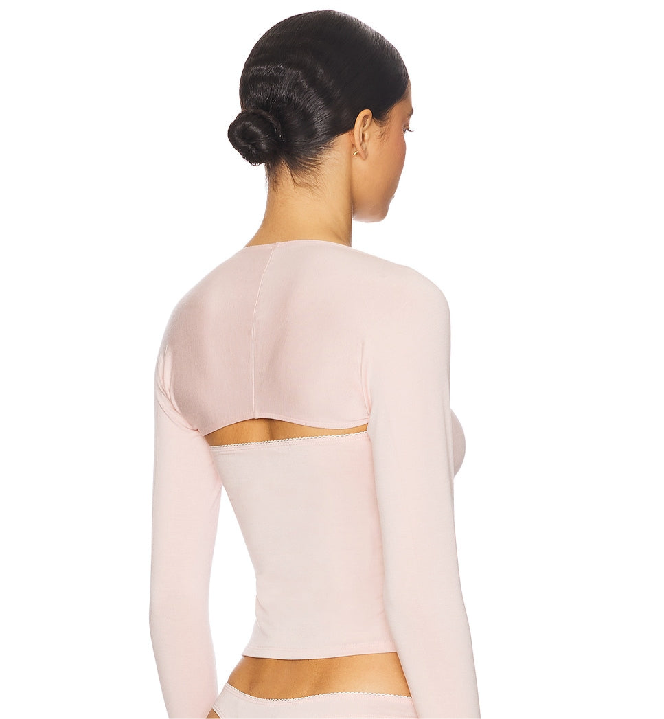 Pink Long Sleeve Shrug Top – Sexy Cropped Knitwear