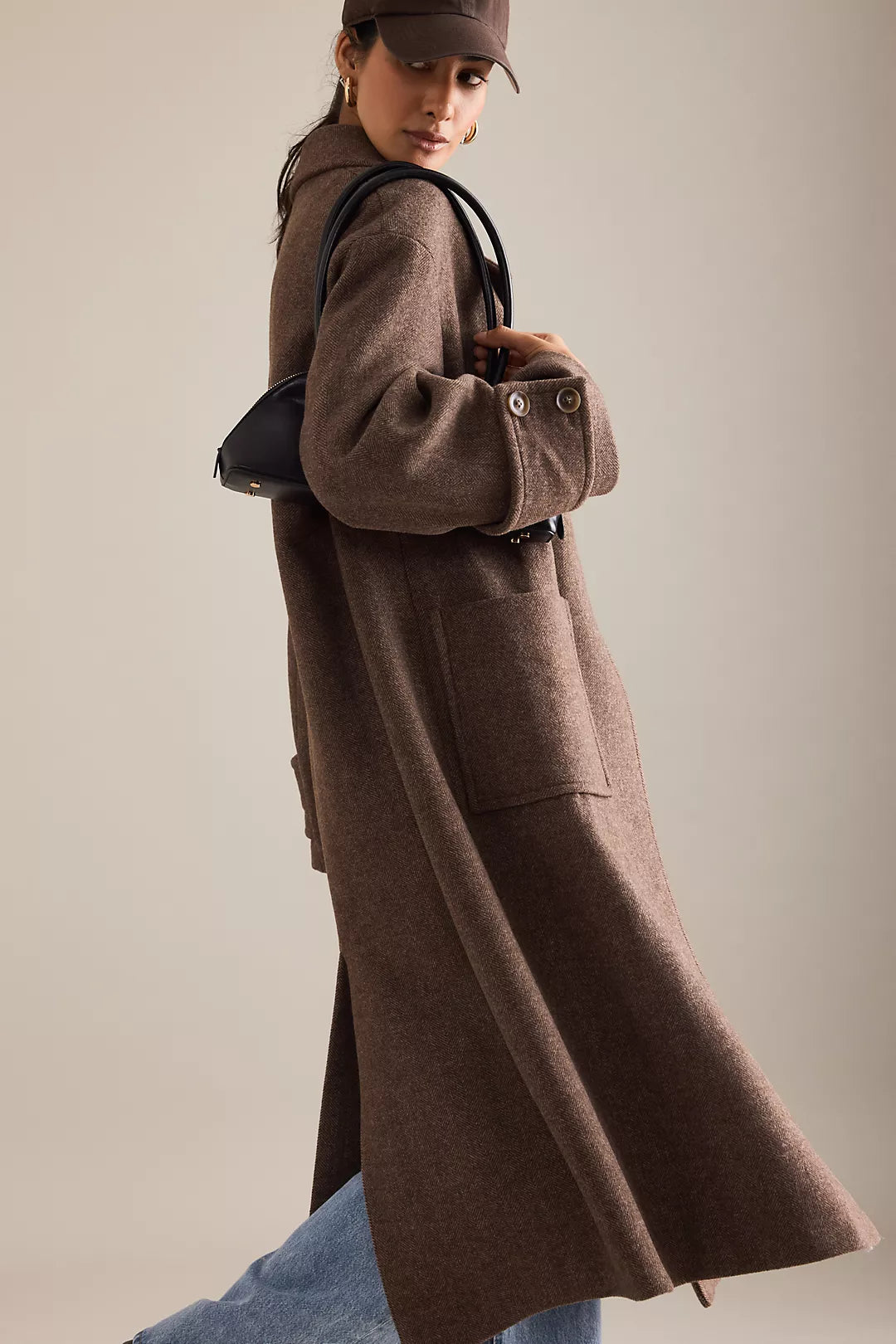 Oversized Wool Blend Long Coat in Chocolate Brown – Peach Motel Outerwear