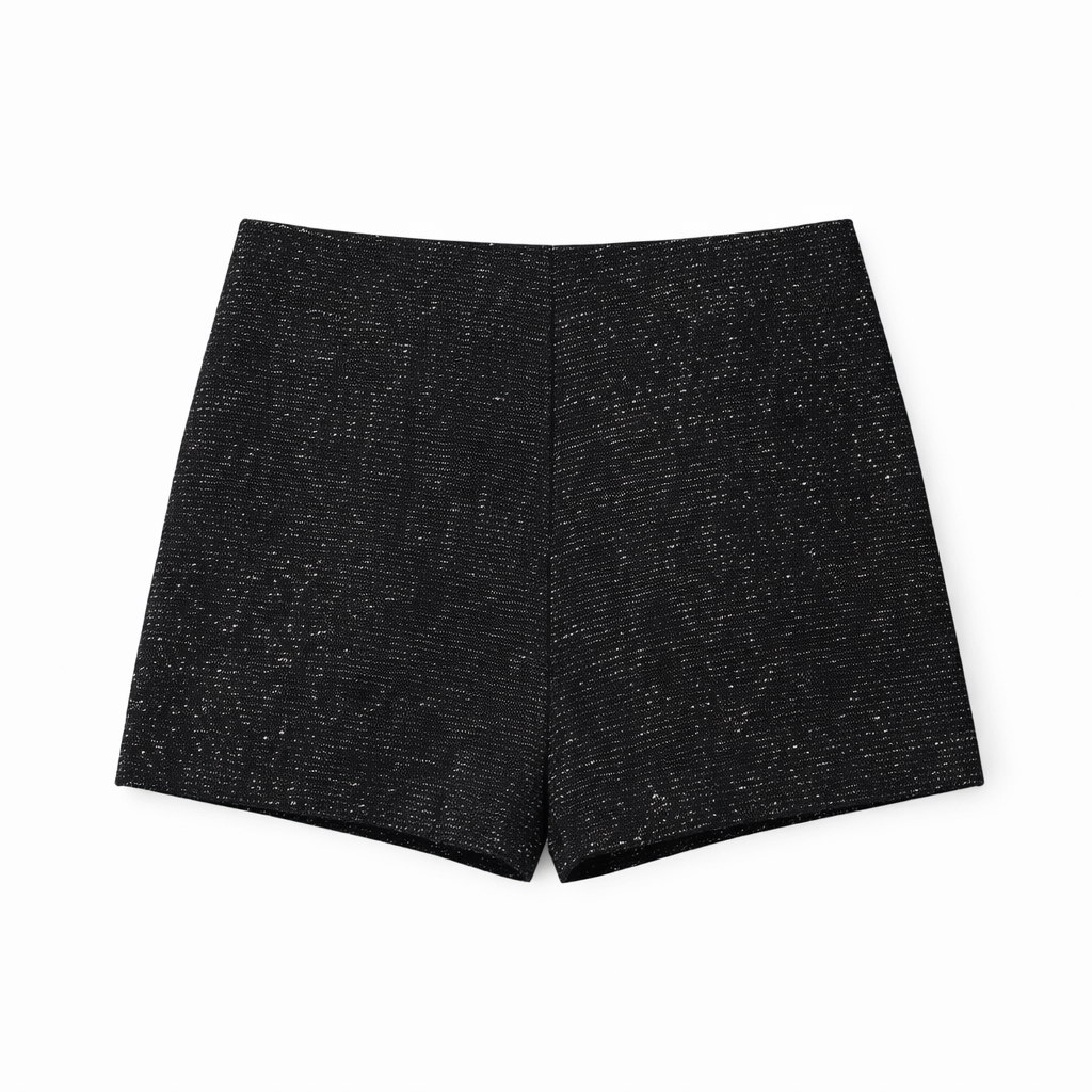 Black Tweed Jacket Top & Shorts Set with Belt – Sparkle Two Piece Suit Set