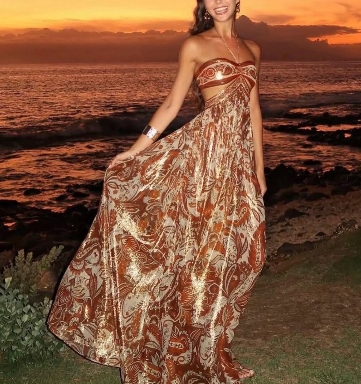 Marrakesh After Dark Maxi Dress Peach Motel Marrakesh After Dark Maxi Dress Peach Motel
