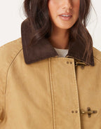 Women’s Oversized Utility Jacket with Contrast Collar – Peach Motel