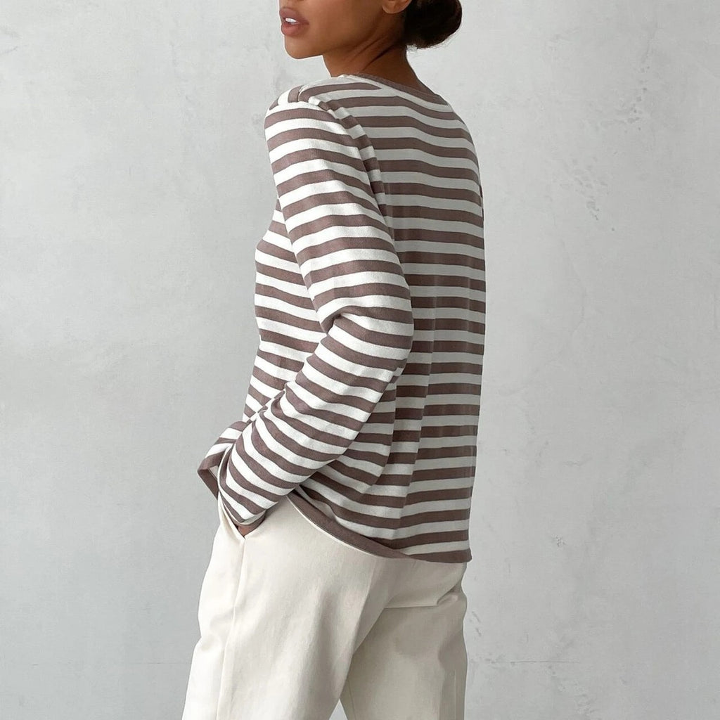 Striped Long Sleeve Knit Top – Casual Everyday Essential