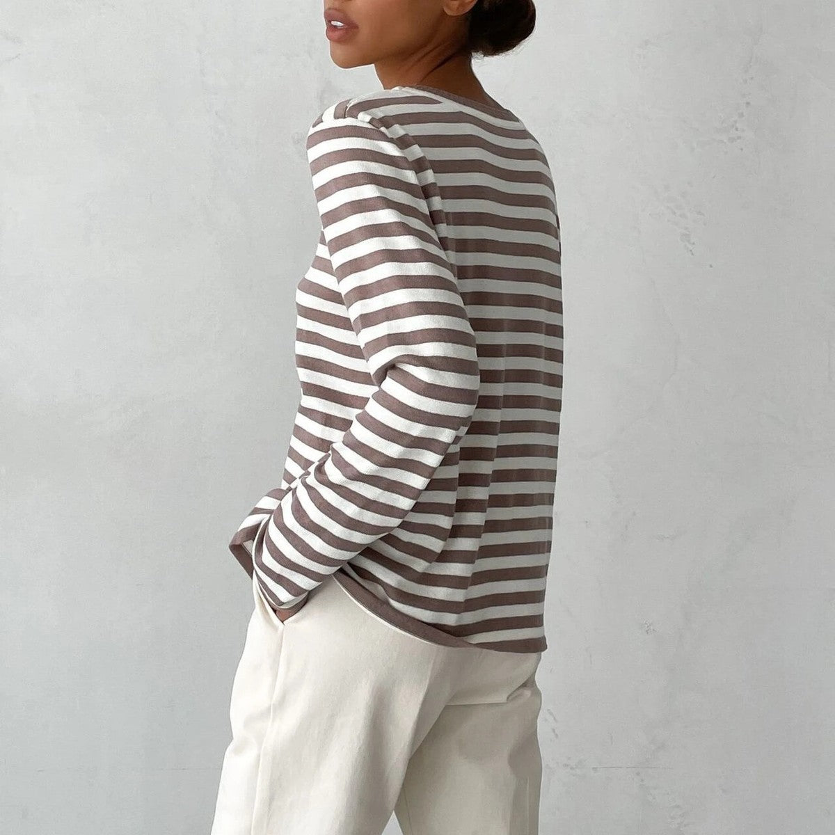 Striped Long Sleeve Knit Top – Casual Everyday Essential