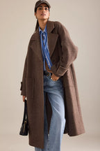 Oversized Wool Blend Long Coat in Chocolate Brown – Peach Motel Outerwear