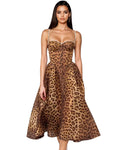 Fierce & Flawless Leopard Corset Midi Dress – Peach Motel