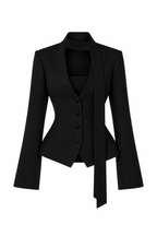 Lady in Black Blazer Top