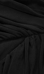 Midnight Siren Black Ruched Strapless Gown – Peach Motel