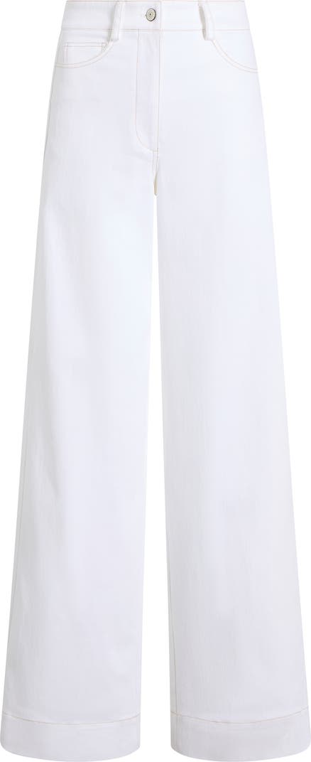 High-Waisted White Wide-Leg Jeans – Peach Motel Denim